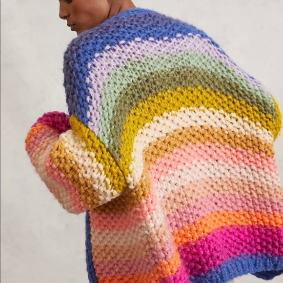 Anthropologie Rainbow Striped Cardigan 